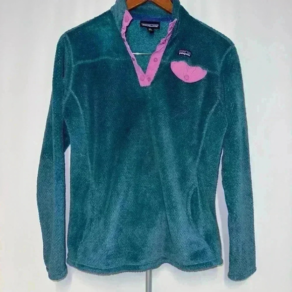 Patagonia Blue Fleece Pullover XXL for Youth / Purple Trim - Picture 1 of 14